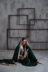 Green Embroidred Kurti, Booti Sharara And Dupatta