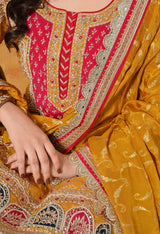 Yellow Zardozi & Dabka Embroidered Banarasi Silk Gharara Set