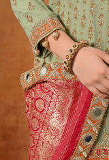 Green Dabka & Zardozi Embroidered Georgette Gharara Set
