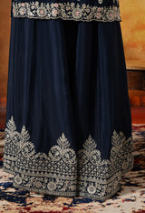 Blue Zardozi, Mirror & Sequin Embellished Chinon Lehenga Set