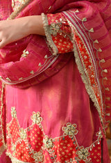 Pink Tissue Silk Kurta Set with Gotta & Zardozi Work