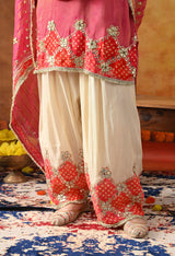 Pink Tissue Silk Kurta Set with Gotta & Zardozi Work