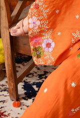 Orange Silk Gharara Set with Zardozi Work