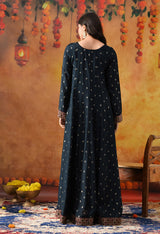 Navy Blue Silk Anarkali Set with Crepe Dupatta