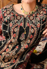 Black Chinon Kurta Set with Pink Printed Dupatta & Salwar