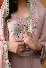 Light Pink Chinon Sharara Set with Matching Dupatta