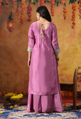 Lilac Purple Tissue Organza Sharara Set with Matching Dupatta