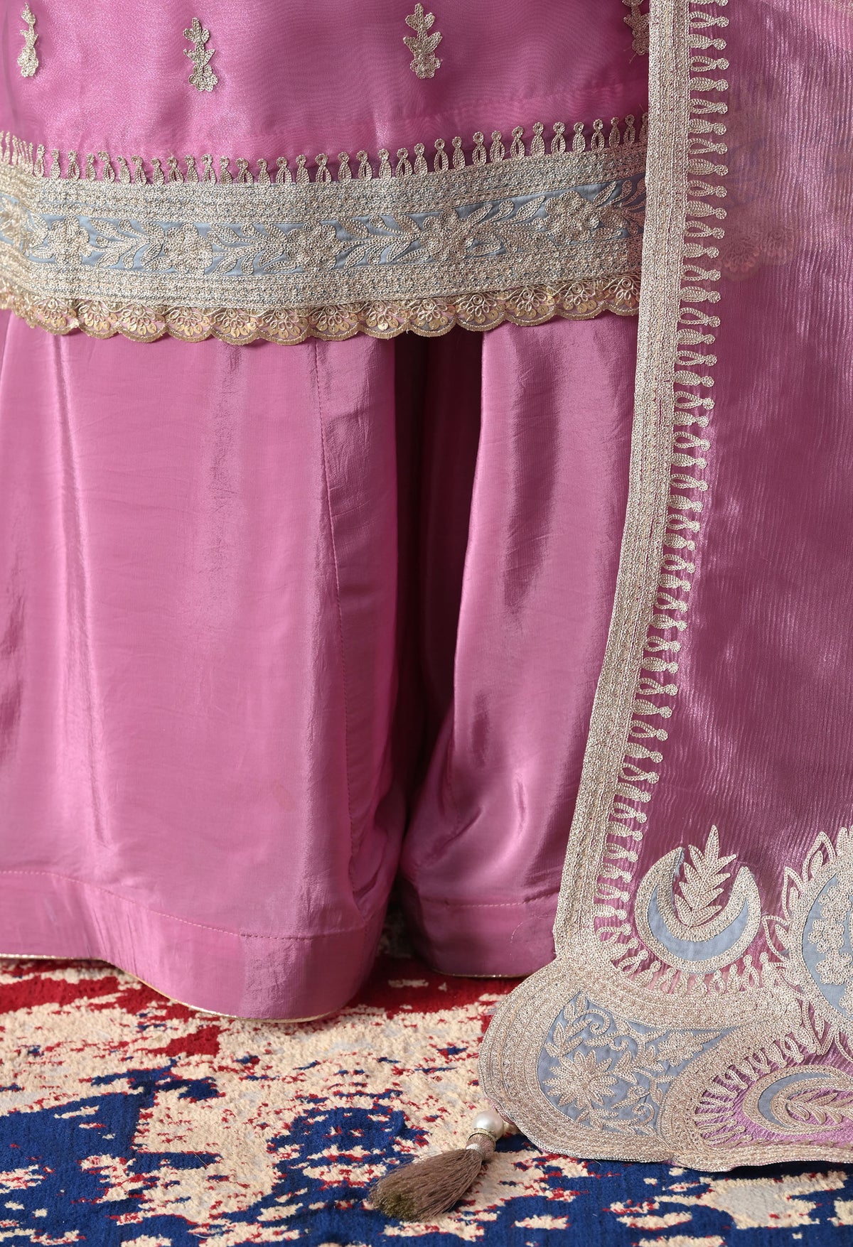Lilac Purple Tissue Organza Sharara Set with Matching Dupatta