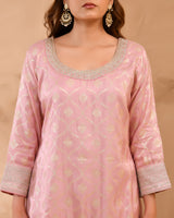 Fully Embroidered Heavy-Look Jacquard Silk Suit