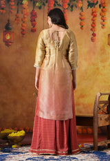 Golden Yellow Brocade Silk Sharara Set with Golden Dupatta