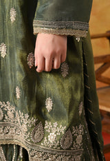 Mehndi Green Tissue Crepe Gharara Set with Matching Dupatta