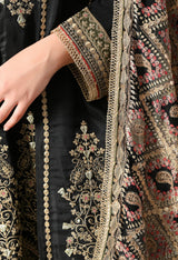 Elegant Black Crepe Gharara Set with Printed Gharara & Dupatta