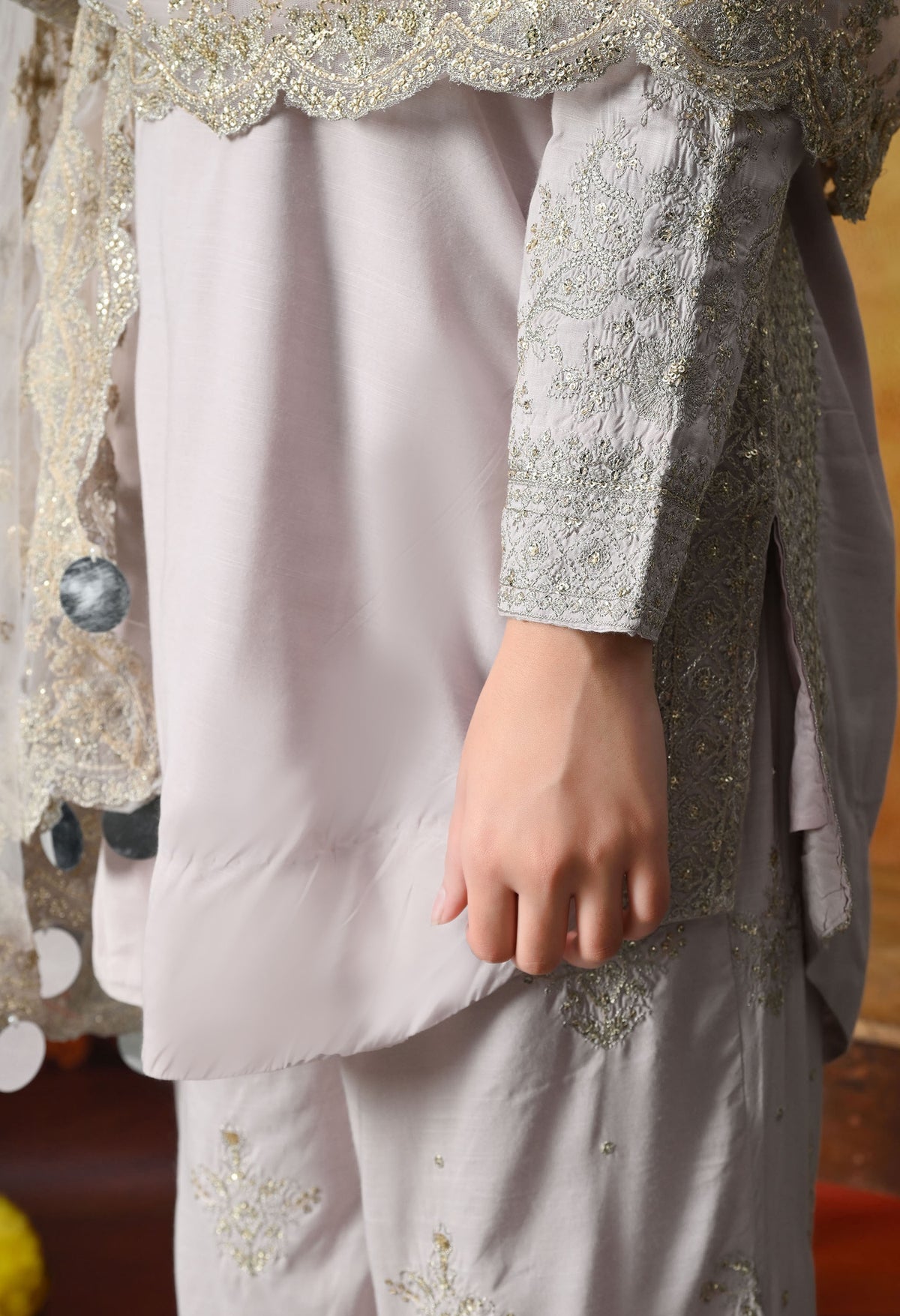 Light Pink Cotton Silk Kurta Set with Plazo Pants & Matching Dupatta