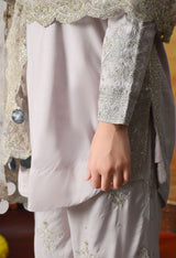Light Pink Cotton Silk Kurta Set with Plazo Pants & Matching Dupatta