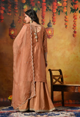Rust Orange Silk Sharara Set
