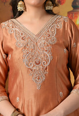 Rust Orange Silk Sharara Set