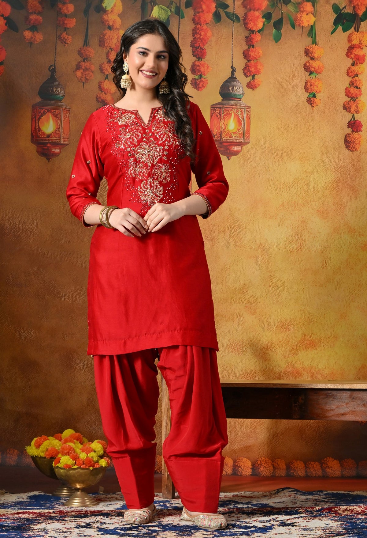 Crimson Silk Salwar Suit