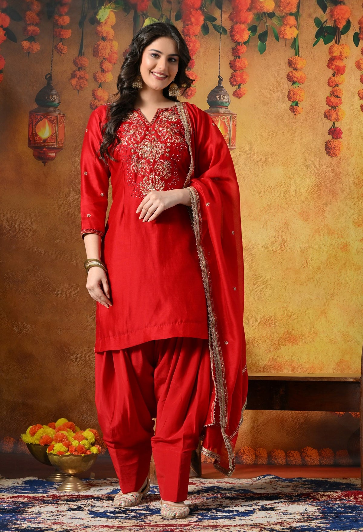Crimson Silk Salwar Suit