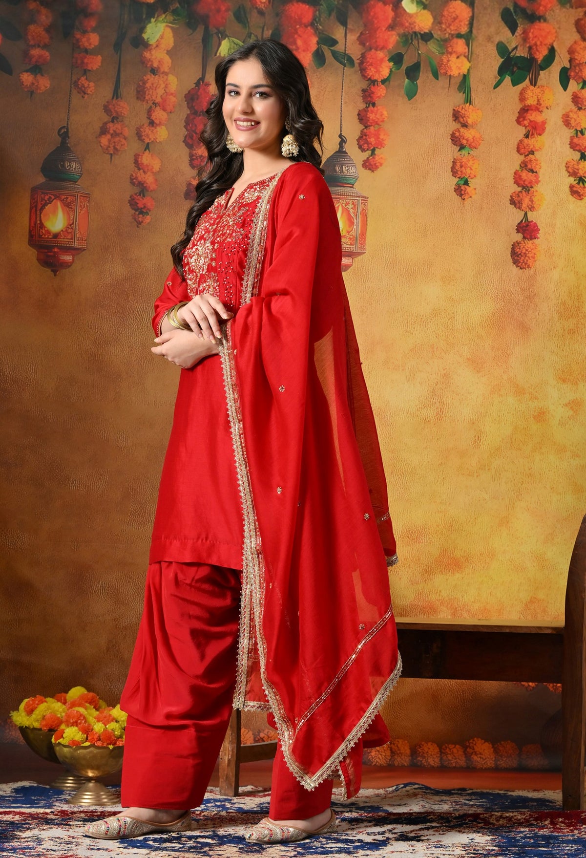 Crimson Silk Salwar Suit
