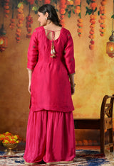 Fuchsia Pink Silk Gharara Set