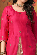 Fuchsia Pink Silk Gharara Set