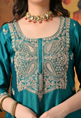Teal Silk Gharara Set