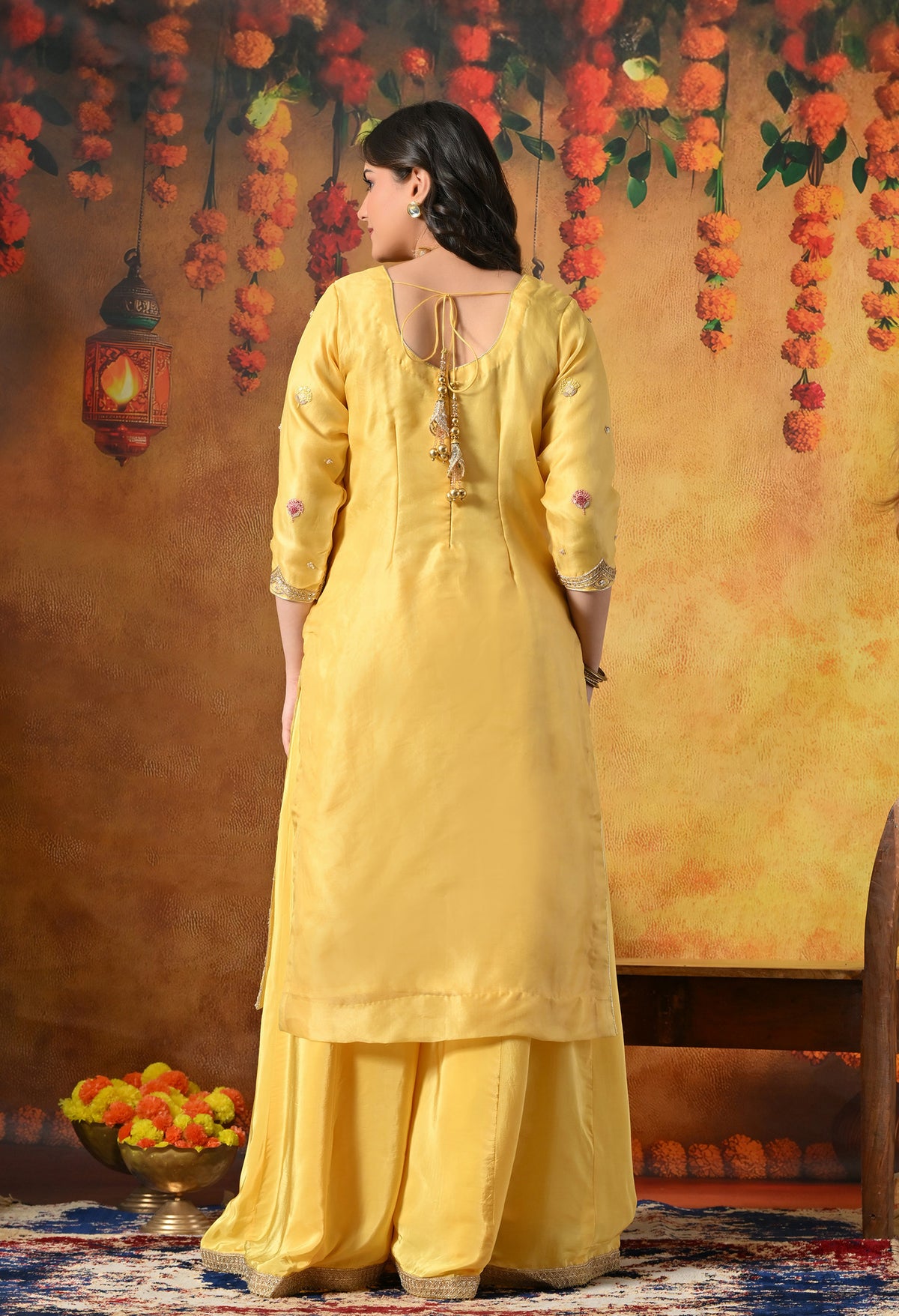 Sunshine Yellow Organza Sharara Set