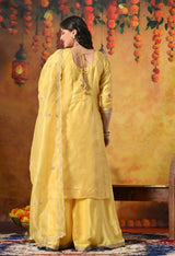 Sunshine Yellow Organza Sharara Set