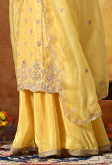 Sunshine Yellow Organza Sharara Set