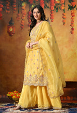 Sunshine Yellow Organza Sharara Set