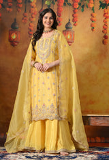 Sunshine Yellow Organza Sharara Set