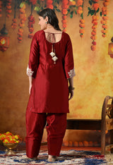 Maroon Silk Salwar Suit