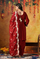Maroon Silk Salwar Suit