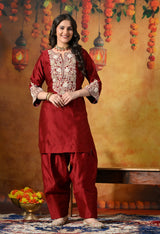 Maroon Silk Salwar Suit