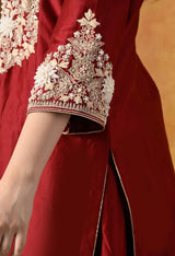 Maroon Silk Salwar Suit