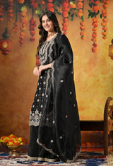 Black Silk Sharara Set