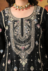 Black Silk Sharara Set