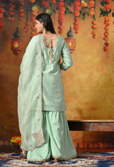Mint Green Silk Gharara Set