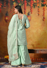Mint Green Silk Gharara Set
