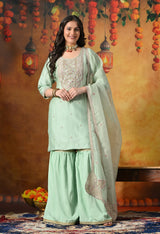 Mint Green Silk Gharara Set