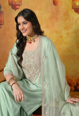 Mint Green Silk Gharara Set