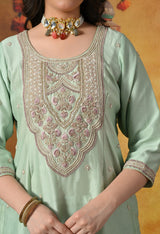 Mint Green Silk Gharara Set