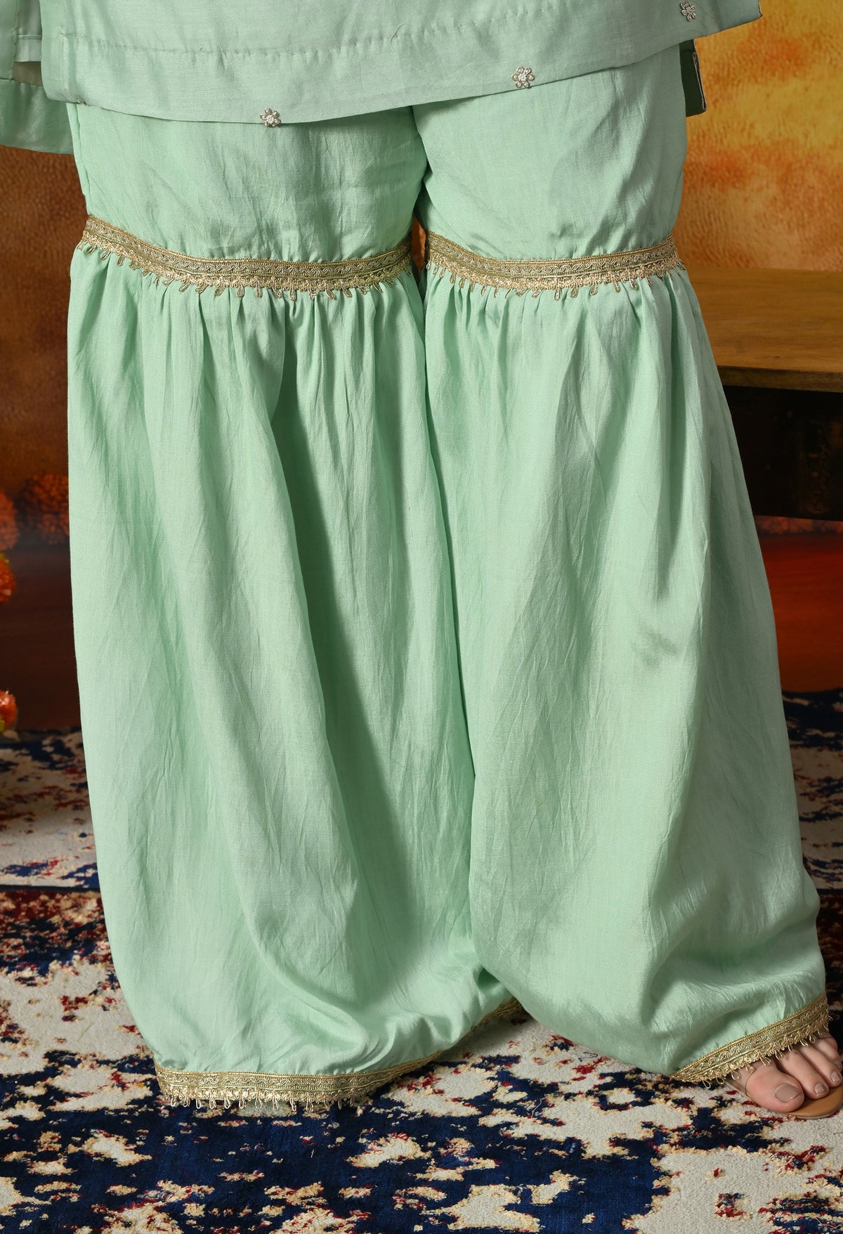 Mint Green Silk Gharara Set