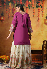 Charming Purple and Ivory Gharara Set