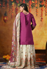 Charming Purple and Ivory Gharara Set