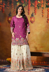 Charming Purple and Ivory Gharara Set