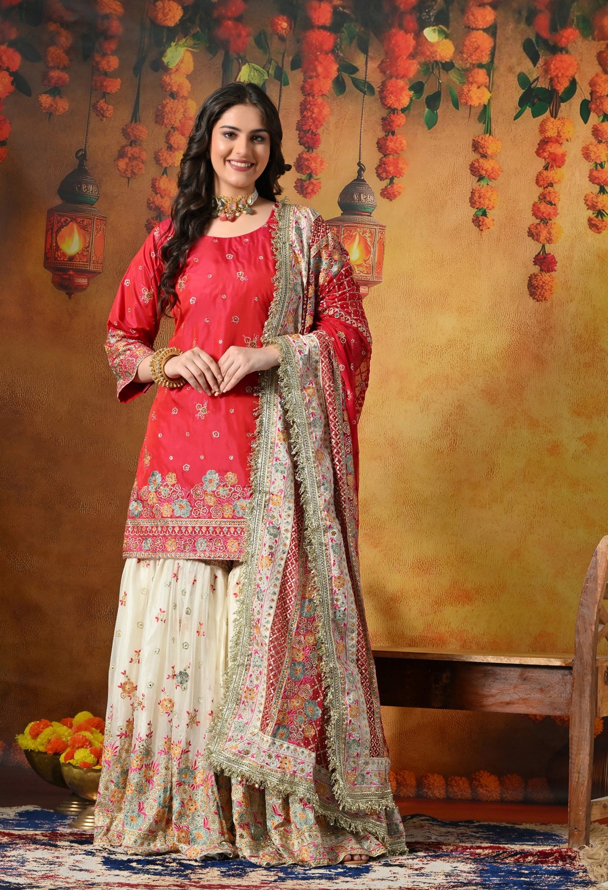 Elegant Royal Pink Gharara Set