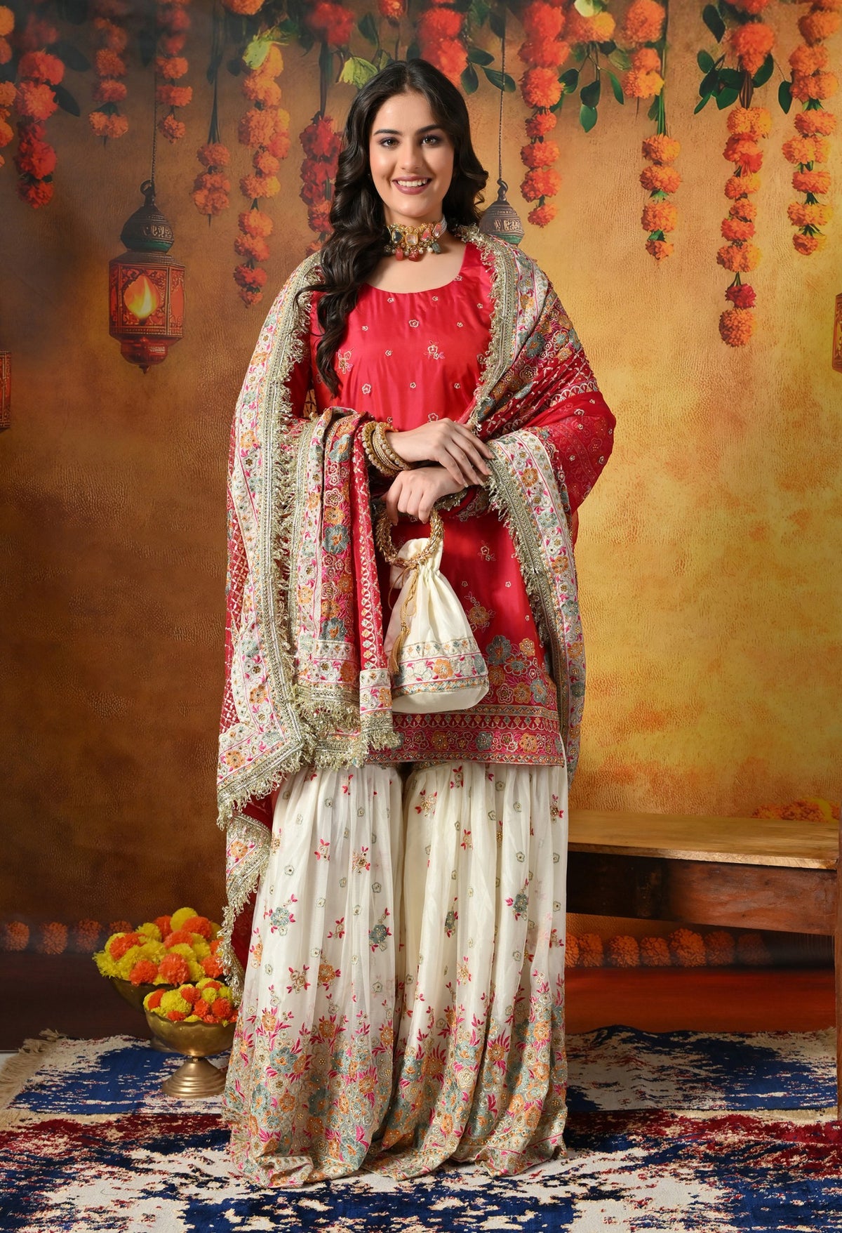Elegant Royal Pink Gharara Set