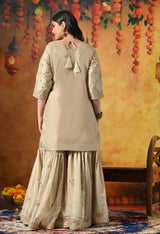 Royal Champagne Gold Tissue Gharara Set