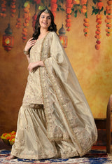 Royal Champagne Gold Tissue Gharara Set
